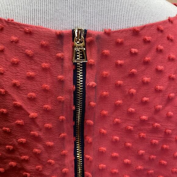 STS Sail to Sable Pink Coral Silk Ruffle Sleeve Swiss Dot Dress Size 2 - Picture 7 of 10